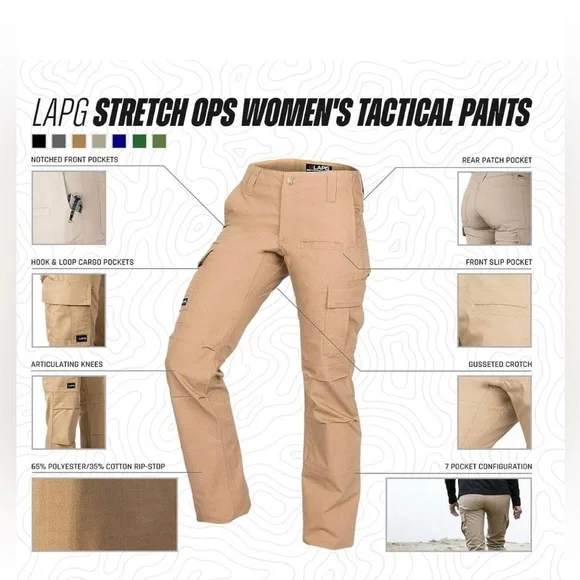 LA Police Gear Stretch Ops Tactical Pants, 7 Pocket Cargo Durable Outdoor Flex - Picture 4 of 7